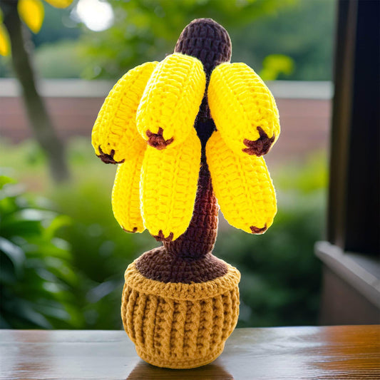 Handmade Crochet Banana Pot | Yellow Decor | Cute Fruit | Decorative Plants | Artificial Flowers | Gift for Children Kid | Graduation