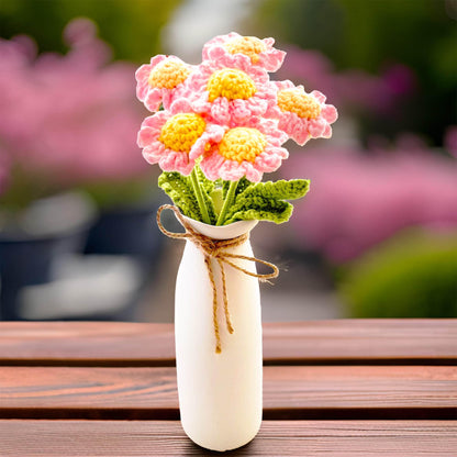 Handmade Crochet Daisy Flower Bouquet | Pink | White | Crochet Daisy Decor | Artificial Daisy Stem | Handmade Gift | Summer Home Decor