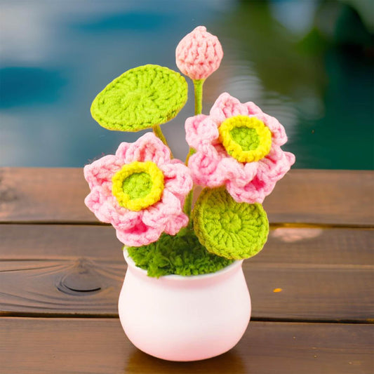 Handmade Crochet Lotus Pot | Crochet Lotus Decor | Crochet Lotus Flower | Handmade Gift | Summer Home Decor | yoga | zen