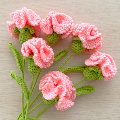 Handmade Crochet Carnation Flower Stems | Pink | Home Decor Bouquet | Gift for Mom Girlfriend | Artificial Plant | Flowers Arrangement