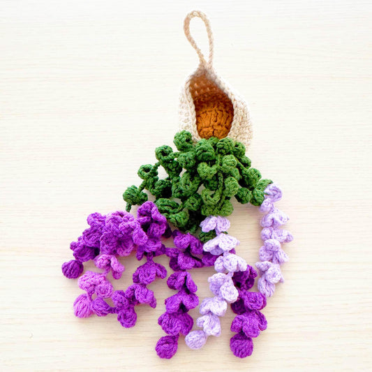 Handmade Crochet Lavender | Purple | Green | Beige | Hanging Car Decor | Ornament | Cute Plants Accessary | Gift for Girl friend Wife Mom