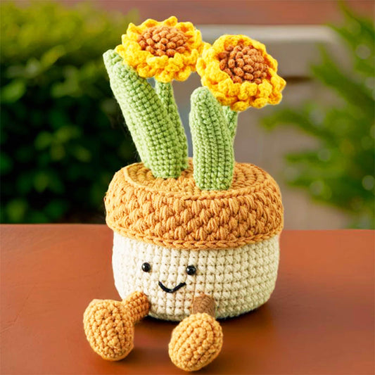 Handmade Sunflower Plush | Jewelry Box | Phone Holder | Organizer | Yellow | Green | Plant Flower Container | Birthday | Christmas
