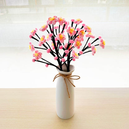 1 Handmade Crochet | Sakura | Plum Blossom | Peach Flower Stems (no vase) | Pink | Bouquet | Gift for Mom Girlfriend | Artificial Plant