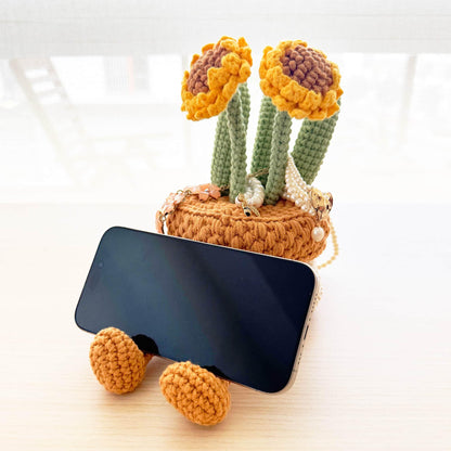 Handmade Tulip Plush | Jewelry Box | Phone Holder | Organizer | Pink Green | Plant Flower Container | Birthday | Christmas