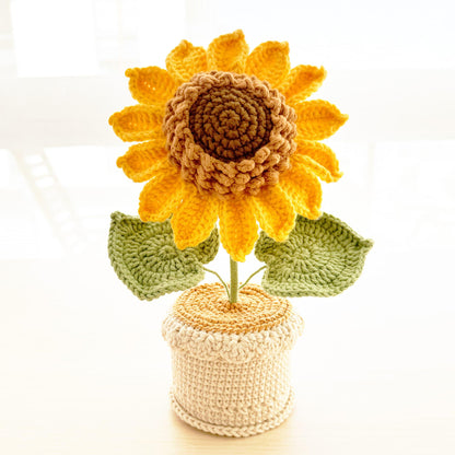 Handmade Crochet Sunflower in Pot | Tabletop Yarn Flower Decor | Amigurumi Plant | Cute Finished Crochet Gift | Cheerful Home Accent