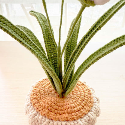 Handmade Crochet Daffodil Flower Pot: Cotton Floral Decor