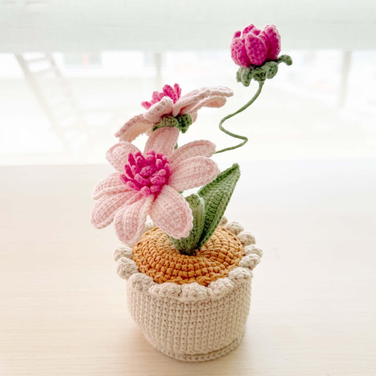Handmade Crochet Aster Flower Pot | Purple Daisy Decor | Cute Yarn Flower | Decorative Plant | Crochet Flowers | Gift for Her