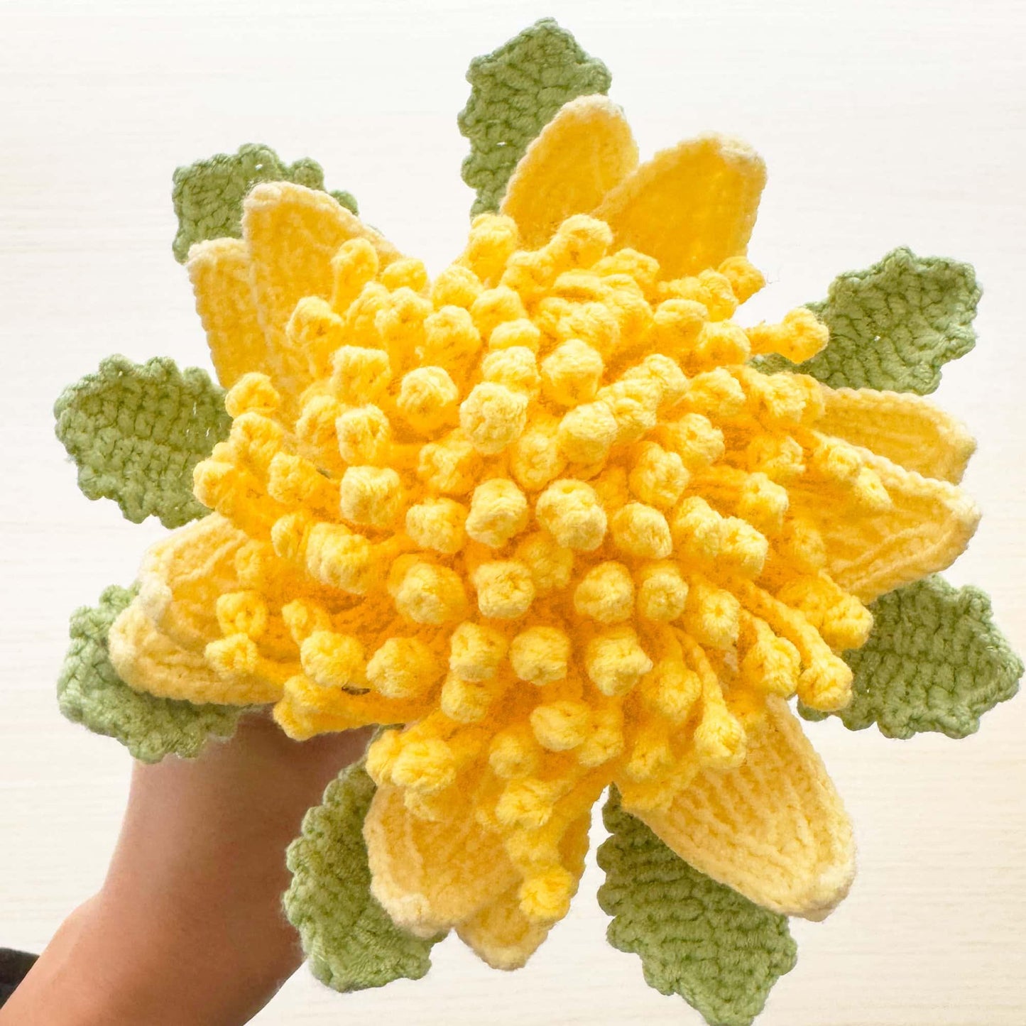 Handmade Crochet Chrysanthemum Stem (no vase): Fall Floral Decor, Yarn Flower