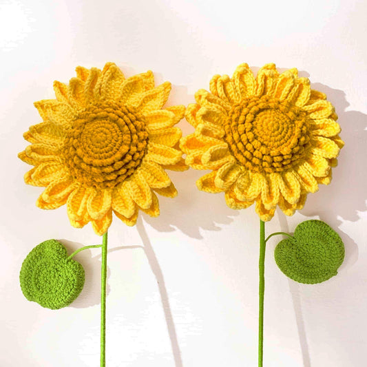 Handmade Crochet Sunflower Stem (no vase): Yarn Flower Decor