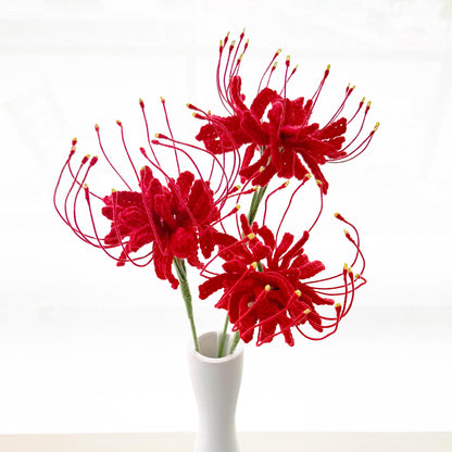 Handmade Crochet Red Spider Lily (no vase) | Bold Floral Decor | Statement Yarn Flower | Unique Crochet Bloom | Rad Yellow