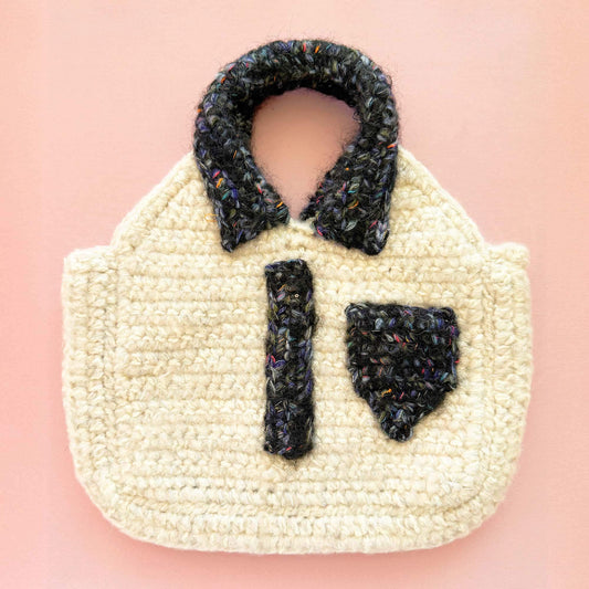 Handmade Crochet Shirt-style Bag | Shirt Style Clutch | Unique Yarn Purse | Cute Crochet Handbag | Funky Fashion Accessory | Statement Bag