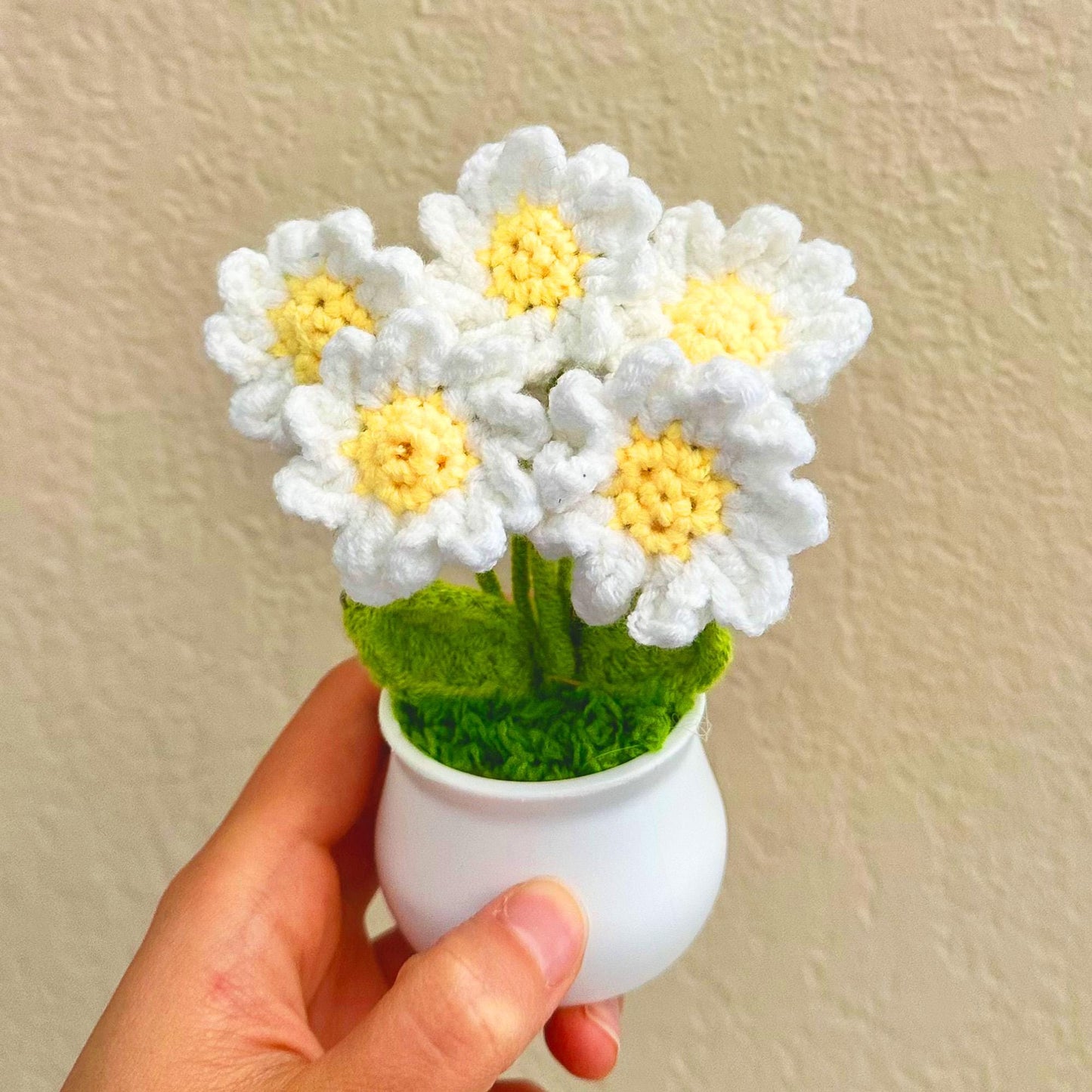Handmade Crochet Daisy Pot | Crochet Daisy Decor | Dried Daisy | Handmade Gift | Summer Home Decor