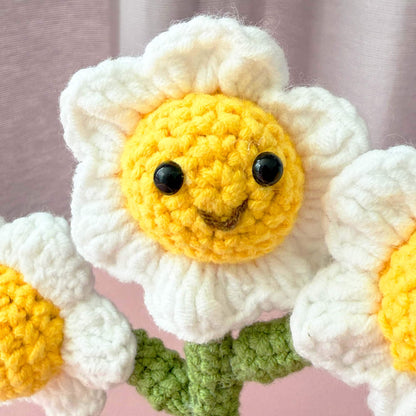 Handmade Finished Crochet Smiley Daisy Pot | Smiley Flower Decor | Cute Crochet Plant | Amigurumi Flowers | Home Decor | Desk Gift | Kawaii