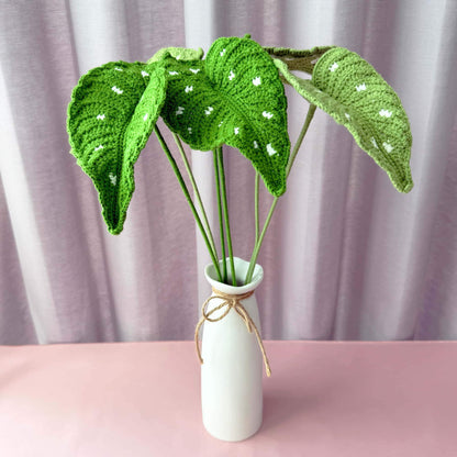 Handmade Crochet Begonia Stems | Leaf Decor | Yarn Houseplant | Crochet Leaves | Botanical Decor | Indoor Greenery | Home Accent