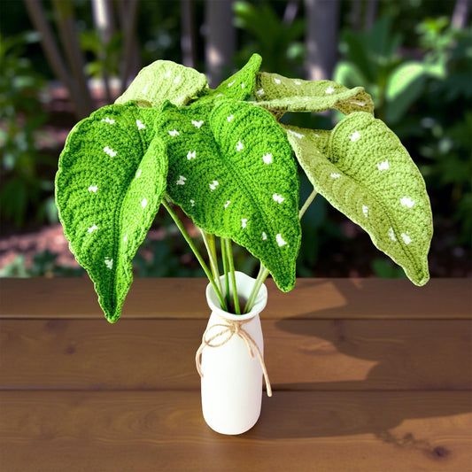 Crochet Begonia Flamingo Queen Stems: Yarn Leaf Decor