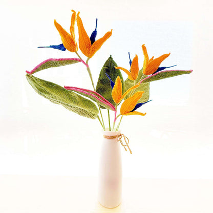 Handmade Crochet Bird of Paradise Flower (NO VASE) | Tropical Decor | Exotic Crochet Flower | Decorative Plants | Colorful Yarn Flower