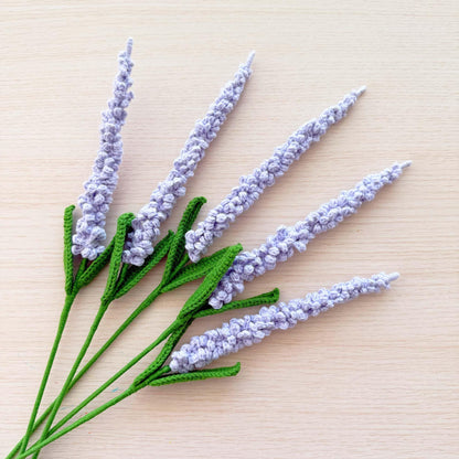 Handmade Crochet Lavender Stems | Lavandula | Flower Stems (no vase) | Purple Green | Bouquet | Gift for Mom Girlfriend | Artificial Plant