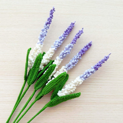 Handmade Crochet Lavender Stems | Lavandula | Flower Stems (no vase) | Purple Green | Bouquet | Gift for Mom Girlfriend | Artificial Plant