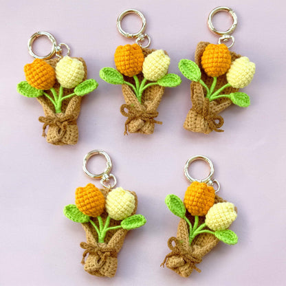 Crochet Flower Keychain Set: Handmade Wedding Favors, Bridal Shower Decor