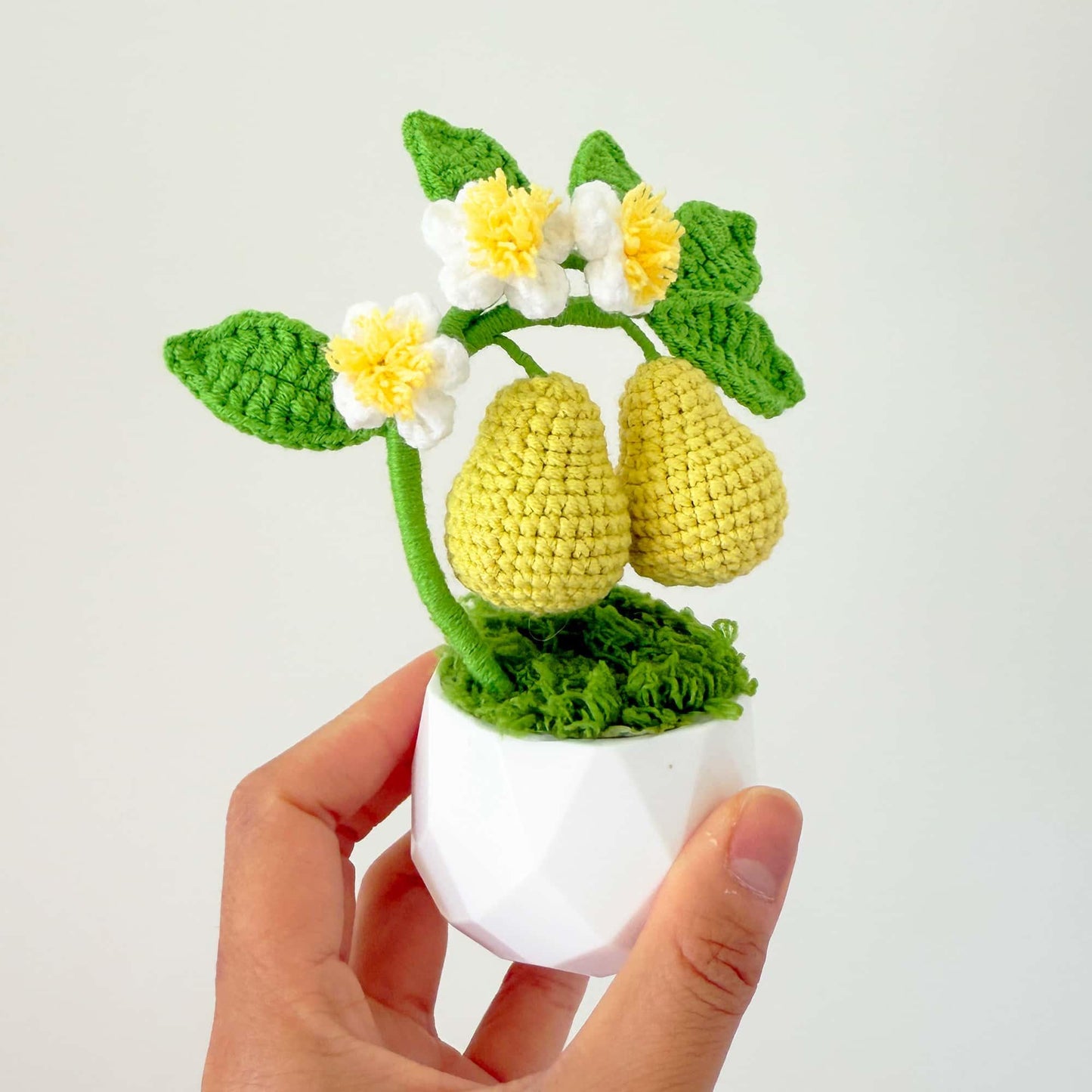 Handmade Crochet Pear Tree Pot: Whimsical Kitchen Decor