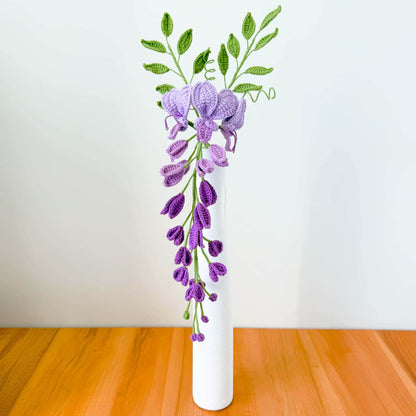 Handmade Crochet Wisteria Flowers (no vase)  Purple Hanging Vine Decor | Amigurumi Flowers | Faux Floral Arrangement | Home Decor