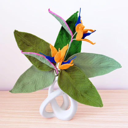 Handmade Crochet Bird of Paradise Flower (NO VASE) | Tropical Decor | Exotic Crochet Flower | Decorative Plants | Colorful Yarn Flower