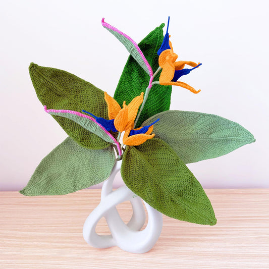 Handmade Crochet Bird of Paradise Flower (NO VASE) | Tropical Decor | Exotic Crochet Flower | Decorative Plants | Colorful Yarn Flower