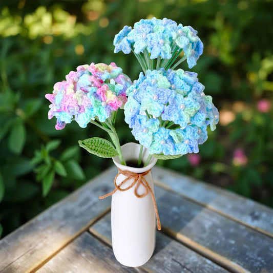 Handmade Crochet Hydrangea Stems | Blue Flower Decor | Yarn Bouquet | Cute Crochet Flowers | Home Decor | Botanical Gift | Table Display