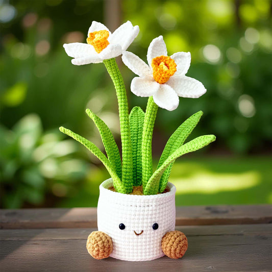 Handmade Finished Crochet Smiley Daffodil Pot | Daffodil Decor | Cute Spring Flower | Amigurumi Plant | Crochet Flowers | Home Decor