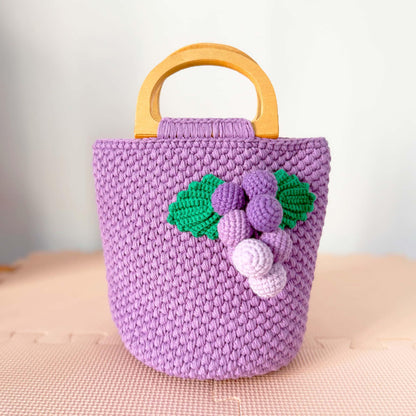 Handmade Crochet Grape Bag | Purple Crochet Tote | Fruit Design Purse | Cute Handbag | Knitted Grape Pouch | Unique Gift | Yarn Purse