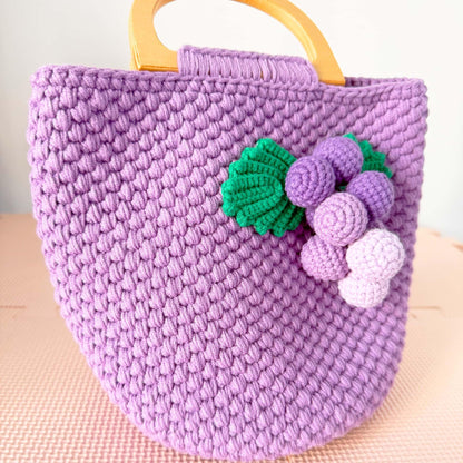 Handmade Crochet Grape Bag | Purple Crochet Tote | Fruit Design Purse | Cute Handbag | Knitted Grape Pouch | Unique Gift | Yarn Purse