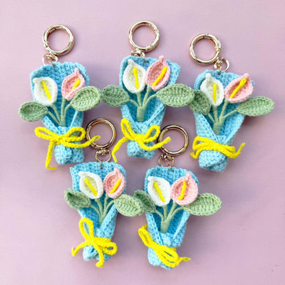 Crochet Flower Keychain Set: Handmade Wedding Favors, Bridal Shower Decor