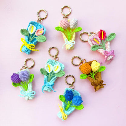 Crochet Flower Keychain Set: Handmade Wedding Favors, Bridal Shower Decor