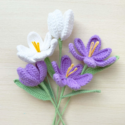 Handmade Crochet Tulip Flower Stems (no vase) | Pink | Bouquet | Gift for Mom Girlfriend Teacher | Artificial Plant | Flowers Arrangement