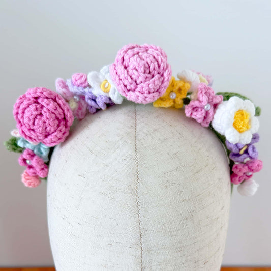 Handmade Crochet Flower Headband | Wedding Hair Decor | Boho Floral Crown | Flower Girl Accessory | Cute Crochet Flowers | Spring Style