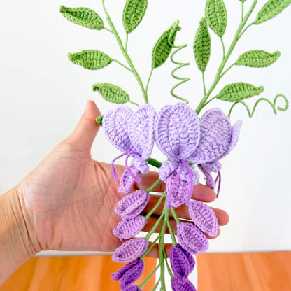 Handmade Crochet Wisteria Flowers (no vase)  Purple Hanging Vine Decor | Amigurumi Flowers | Faux Floral Arrangement | Home Decor