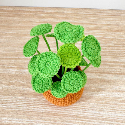 Handmade Crochet Chinese Money Plant | UFO | Pilea Plant Decor | Yarn Houseplant | Cute Greenery | Faux Potted Plant | Home Decor