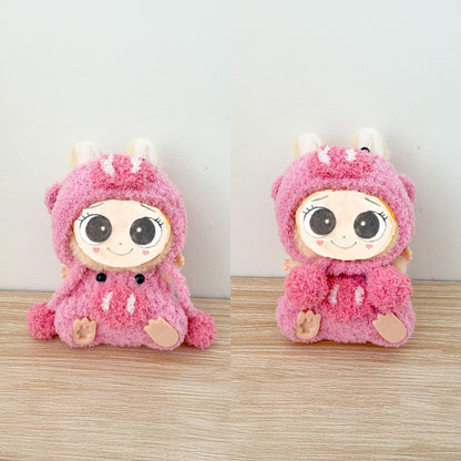Handmade Crochet Labubu Doll Outfit Set | Cute Plush Clothes | Miniature Yarn Costume | Halloween Bunny Dinosaur Witch Outfit for Collectible Toys