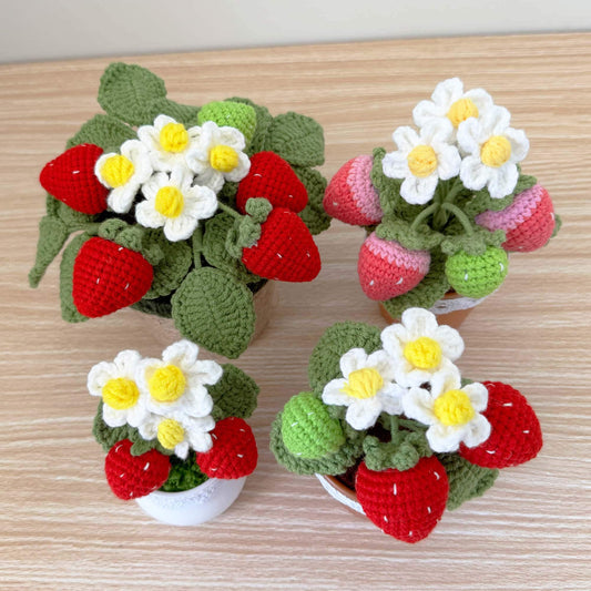 Handmade Crochet Strawberry Pot | Strawberry Decor | Cute Crochet Plant | Amigurumi Flower | Fruit Plush | Home Decoration