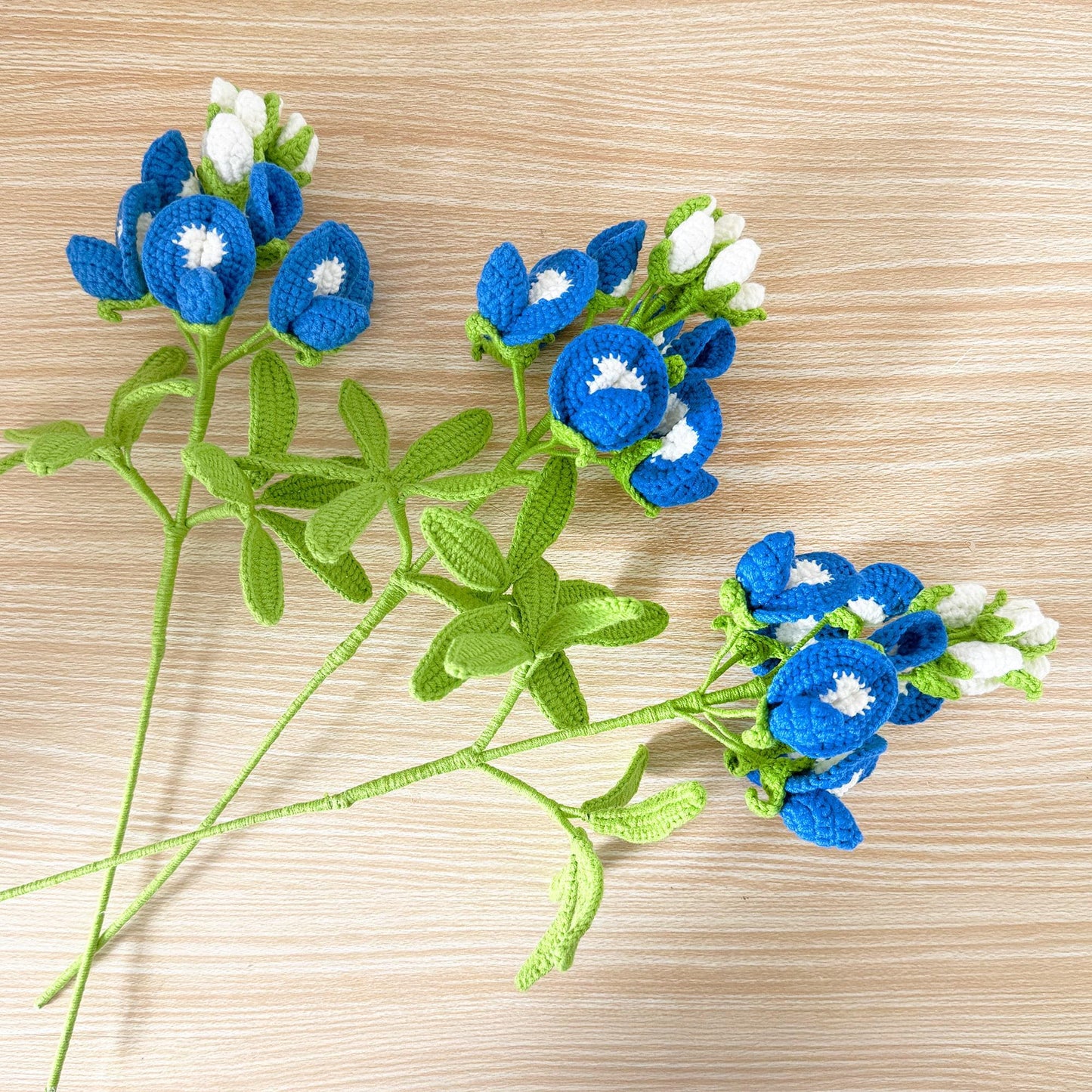 Handmade Crochet Bluebonnet Bouquet (no vase): Texas Wildflower Decor
