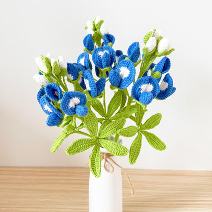Handmade Crochet Bluebonnet Bouquet Flower(no vase) | Texas Wildflower Decor | Yarn Flowers in Vase | Home Decoration | Gift for Her