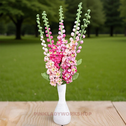 Handmade Crochet Delphinium Larkspur Flower Pot | Blue Floral Decor | Crochet Flowers | Cute Home Decor | Spring Gift | Desk Decoration