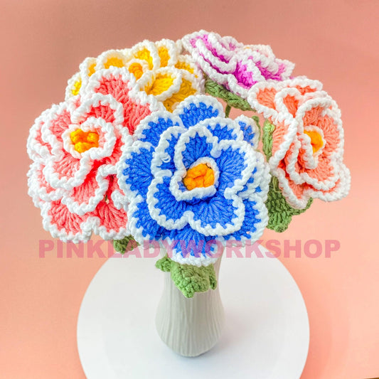 Handmade Crochet Ruffle Flower Bouquet(no vase) | Multicolor Yarn Flowers | Home Decor | Faux Floral Arrangement | Unique Gift Table Display