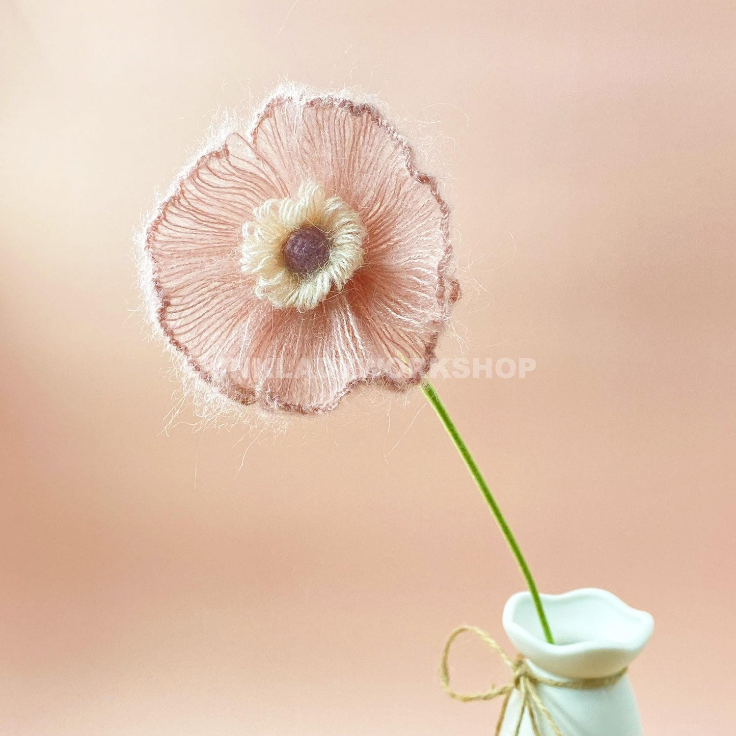Handmade Crochet Iceland Poppy Bouquet(no vase) | Fuzzy Yarn Flowers | Handmade Pastel Decor | Soft Faux Floral Stem | Cozy Home Accent