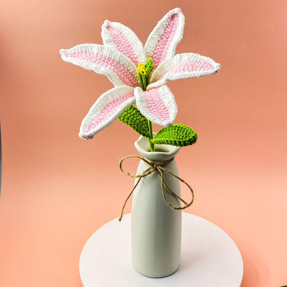 Handmade Crochet Lily Bouquet(no vase) | Handmade Colorful Lily Flowers | Amigurumi Flower Gift | Yarn Floral Arrangement