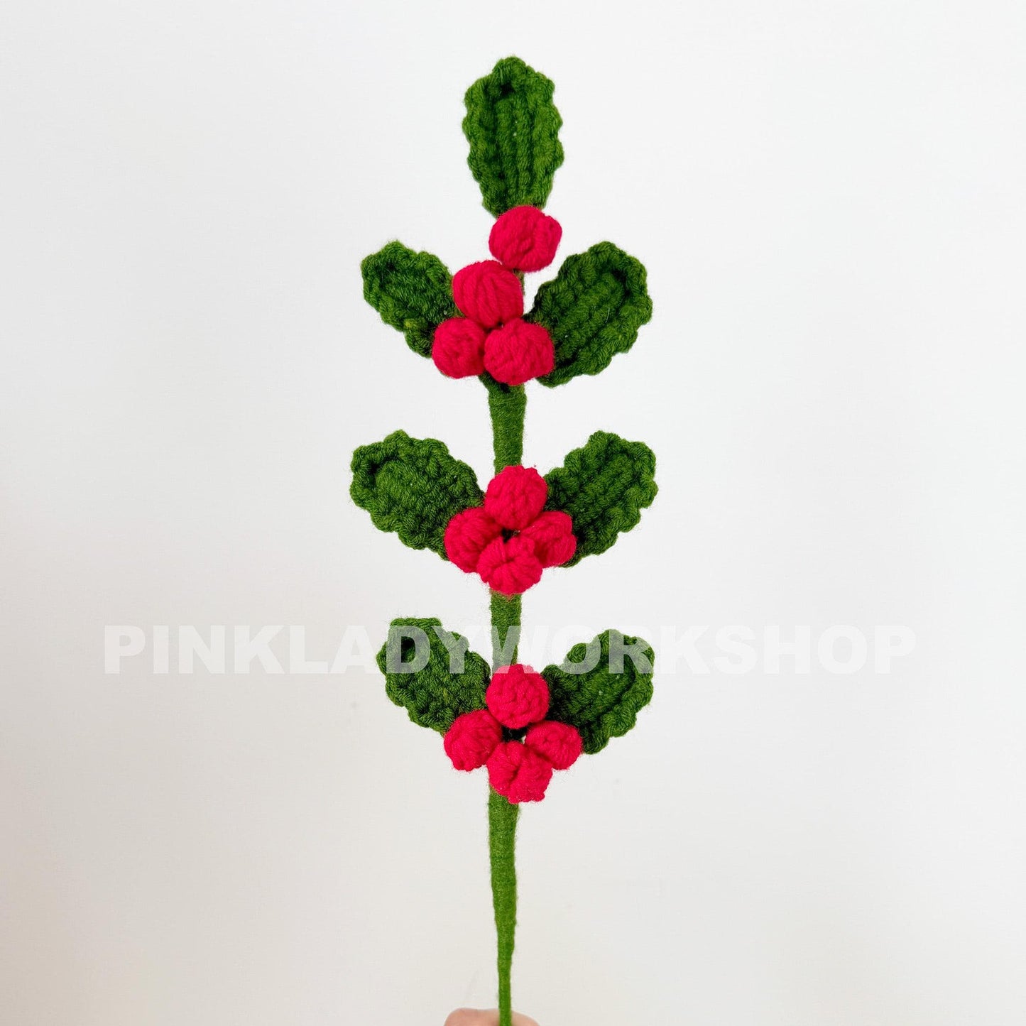 Crochet Christmas Bouquet: Poinsettia, Pine & Holly - Handmade Yarn Decor
