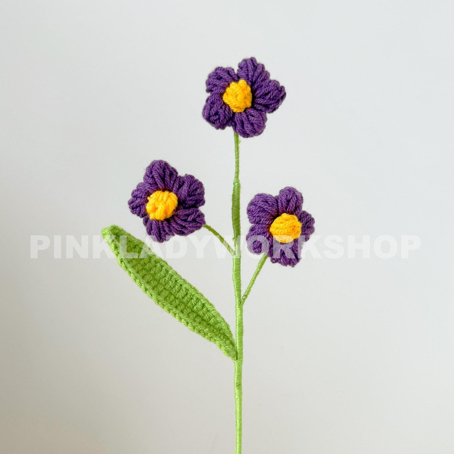 Handmade Crochet Puff Flower Bouquet(no vase) | Purple Yarn Flower Arrangement | Amigurumi Wildflower Decor | Soft Sculpture Floral Gift