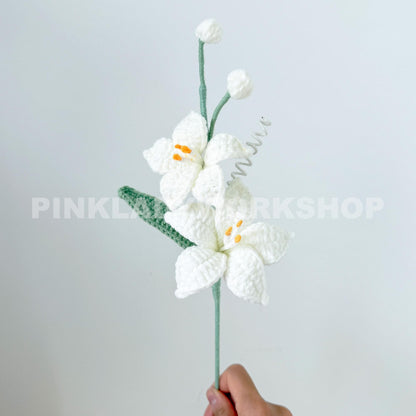 Set of 3 (1 White, 1 Baby Pink, 1 Royal Pink) Handmade Crochet Coppertips Flower(no vase) | Soft Yarn Bouquet Lily Arrangement | Floral Gift