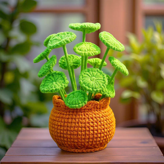 Handmade Crochet Chinese Money Plant | UFO | Pilea Plant Decor | Yarn Houseplant | Cute Greenery | Faux Potted Plant | Home Decor