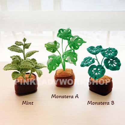 Handmade Crochet Plant Set | Mint | Monstera | Succulent | Fern | Snake Plant | Houseplant Gift | Crochet Home Decor | Indoor Garden Art